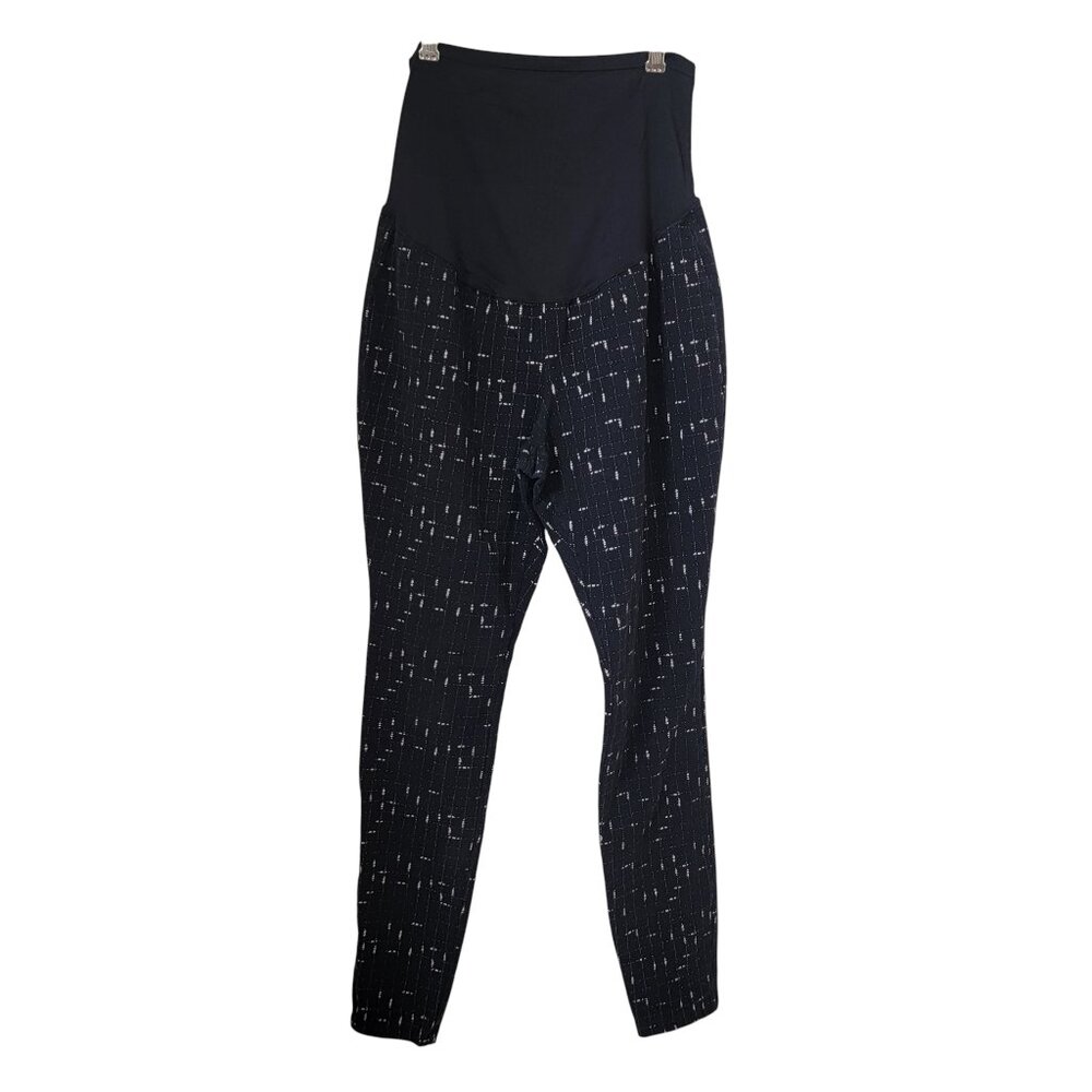 Old Navy Maternity Size M Black with White Abstract Windowpane/Check Leggings
